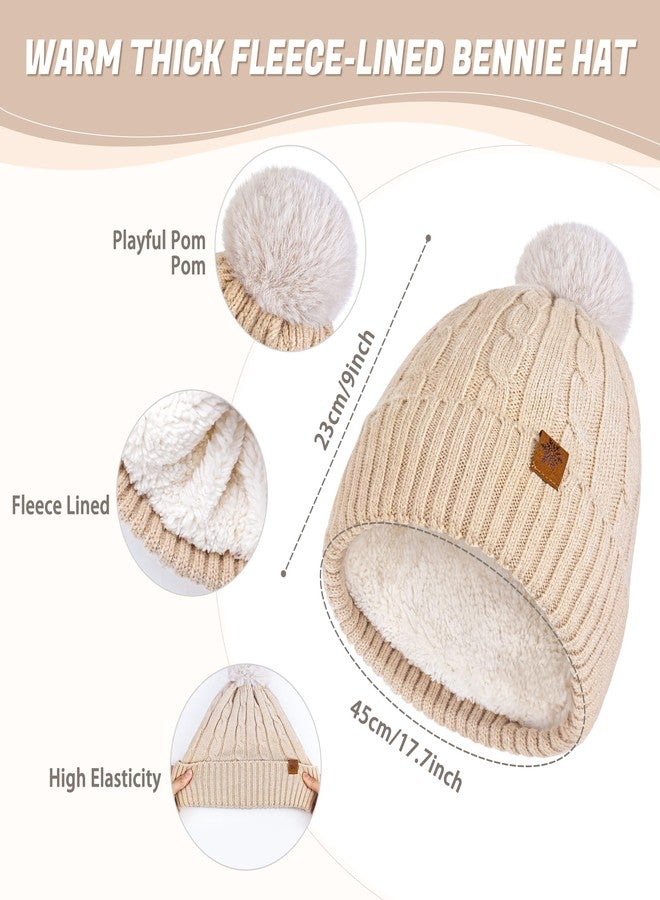 Horolam Winter Hat Scarf Gloves Set, Warm Knit Beanie Hat with Pom Pom Touch Screen Gloves for Women for Christmas Cold Weather Gifts - Image 2